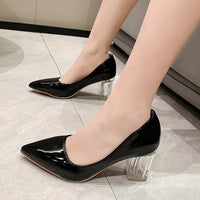 Large Pointed Solid Thick Heel Rubber High-heeled Shoes