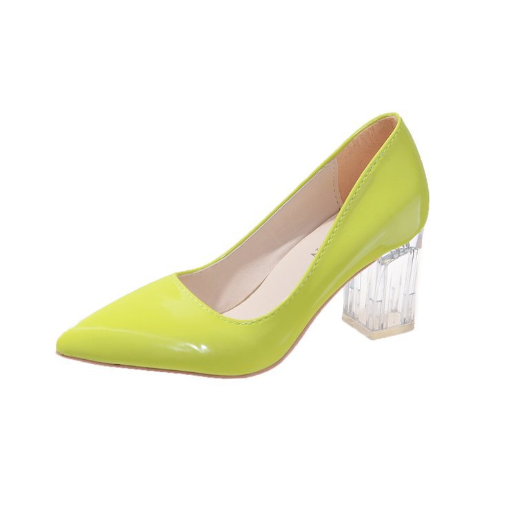 Large Pointed Solid Thick Heel Rubber High-heeled Shoes