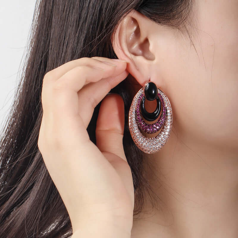 Micro-zircon Inlaid Water Drop Ear Environmental Protection Color